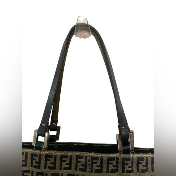 Fendi Tote Bag Zucca Zucchino Monogram FF Logo Brown Canvas Leather Vintage - Picture 5 of 13